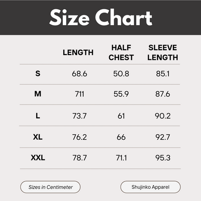 Hoodie size chart