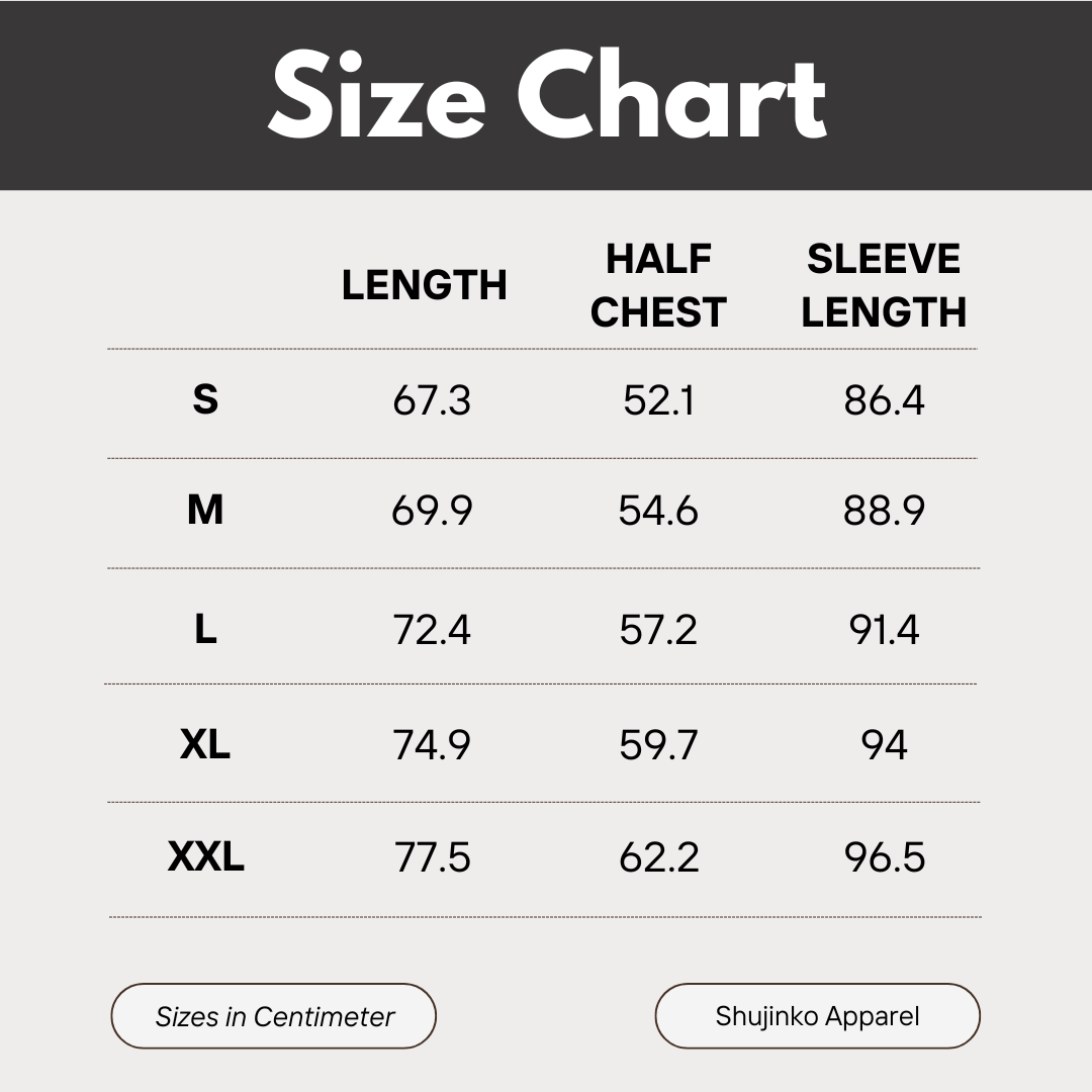 Premium hoodie size chart